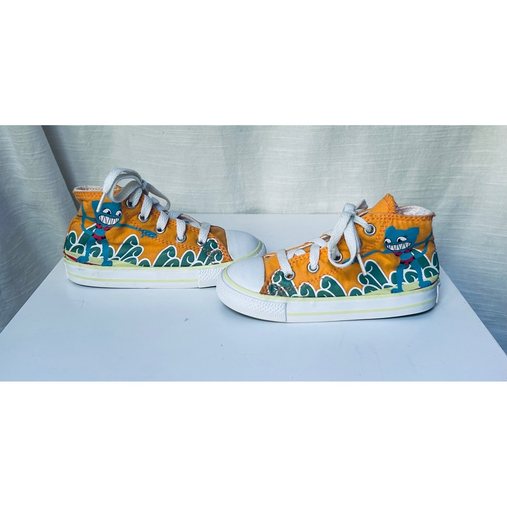 Converse Chuck Taylor All Star Toddler Orange Custom Monster Surf High Top Shoes